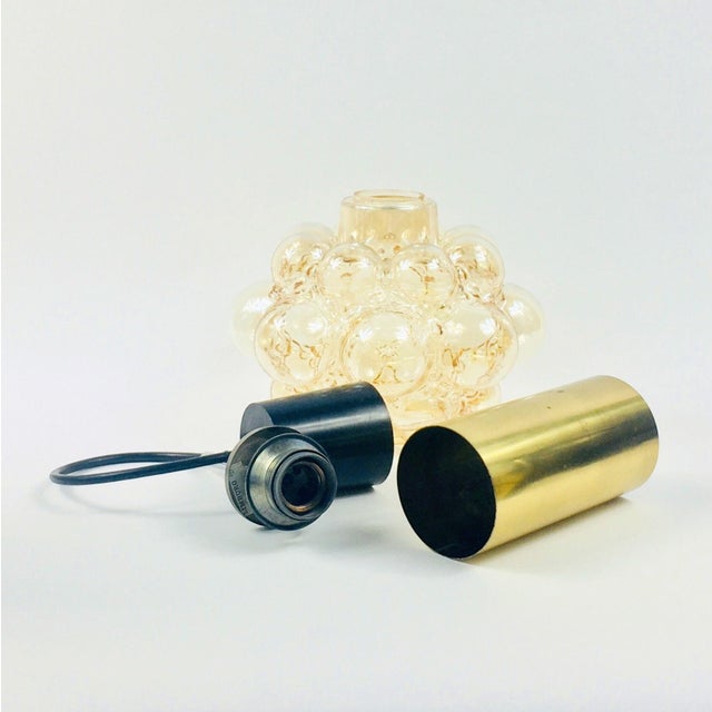 Metal Mid-Century Modern Amber Bubble Glass Pendant by Helena Tynell for Limburg, 1960s For Sale - Image 7 of 10