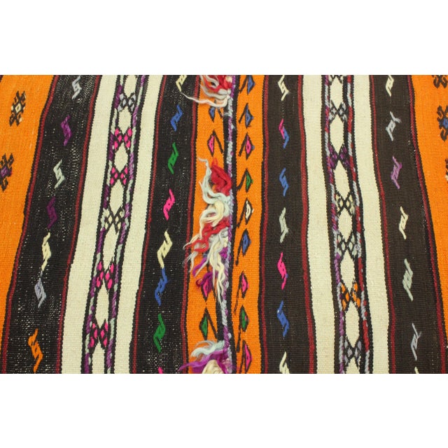 Textile 1970s Southwestern Style Handmade Pumpkin Orange Turkish Kilim Area Rug For Sale - Image 7 of 11