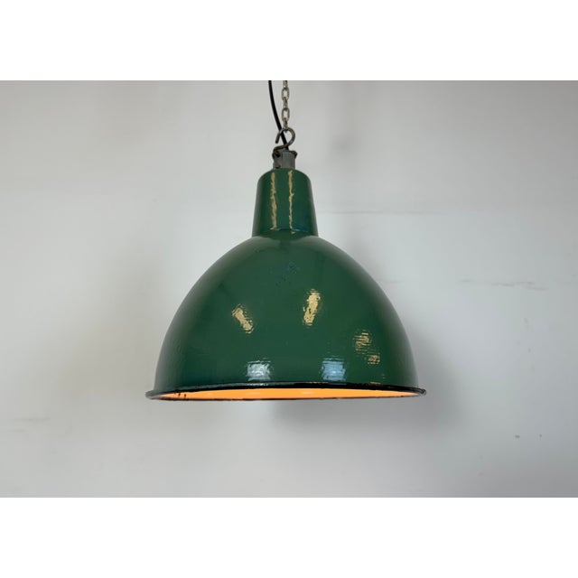 Industrial Green Enamel Factory Pendant Lamp, 1960s For Sale - Image 14 of 16