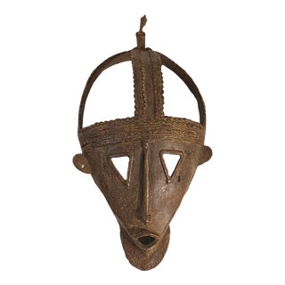 Rare African Royalty Senufo Bronze Mask I.Cost 12.5" H For Sale
