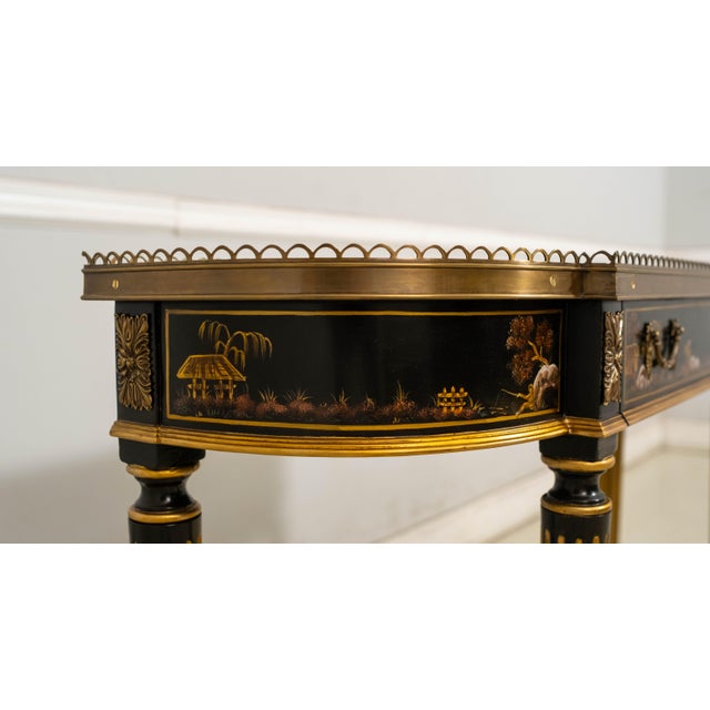 Scarborough House Hand Painted Chinoiserie Ebony & Gilt Gold Console Table For Sale - Image 12 of 18