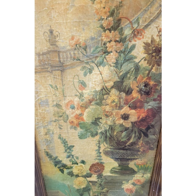Copper Vintage Tall Narrow Oval Bow Top Floral Garden Printed Wall Printed Art Decor Panels- A Pair For Sale - Image 8 of 9