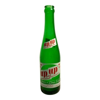 Mid-Century Up and Up Green Glass Soda Bottle by Swallow & Sons For Sale