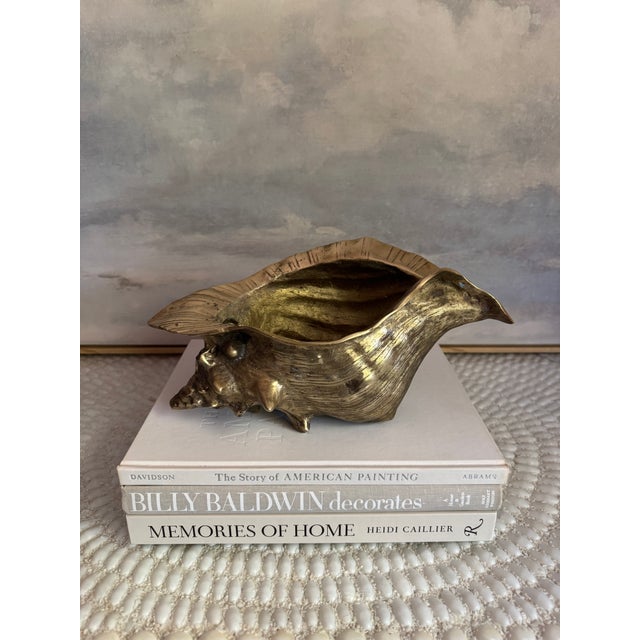 Vintage Large Brass Conch Seashell Planter. A rare, and quite beautiful, brass conch planter with natural patina. Perfect...
