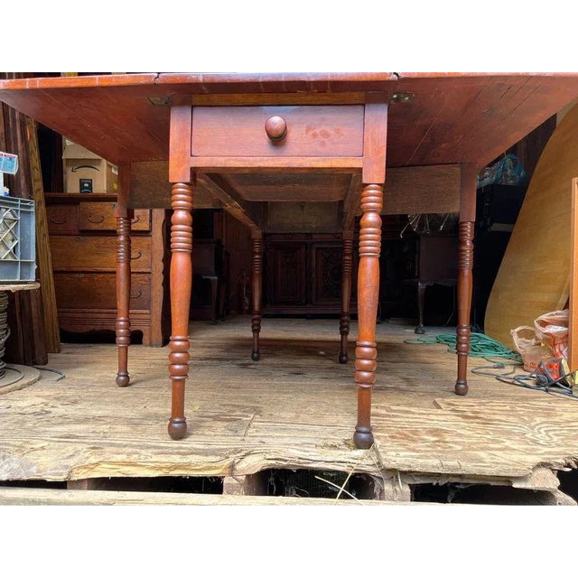 Federal Style Solid Cherry Drop-Leaf Table 19th Century For Sale - Image 10 of 12