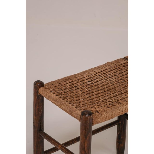 Wood French Woven Cord Bench, France, 1950 For Sale - Image 7 of 9