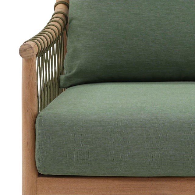 Outdoor Teak & Fern Green Arm Chair For Sale In Los Angeles - Image 6 of 7