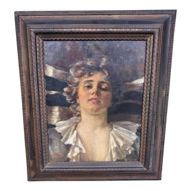 19th Century Portrait Painting of Emily Gilbert- Attributed to Philip Boileau For Sale