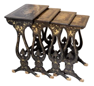 Nest of Four Chinese Export Lacquer Tables