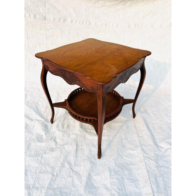 1920s Antiques Galley Solid Oak Occasional Parlor Table For Sale - Image 5 of 9