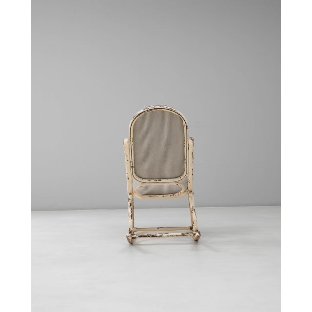 Traditional 1920s Austrian Thonet-Style Bentwood Rocking Chair with Striped Upholstery For Sale - Image 3 of 18