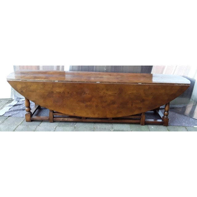 Large Vintage English Folding Dining Table with Gate Gender in Solid Oak, 1930s For Sale - Image 13 of 14