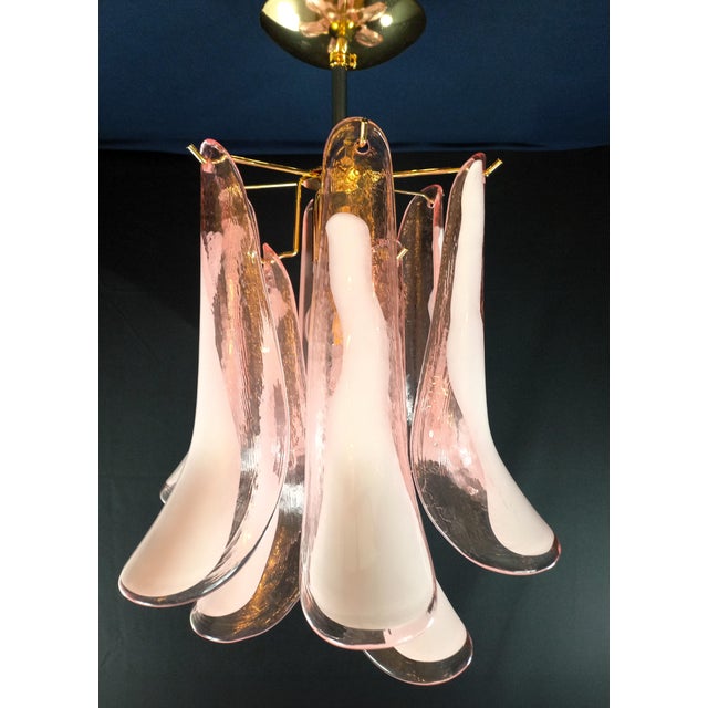 Metal Vintage Art Deco Pendant Lamp with Handmade Murano Petal Glass, 1972 For Sale - Image 7 of 7