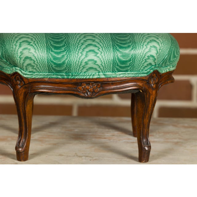 French Louis XV Style 19th Century Wooden Footstool with Carved Cabriole Legs For Sale - Image 4 of 12