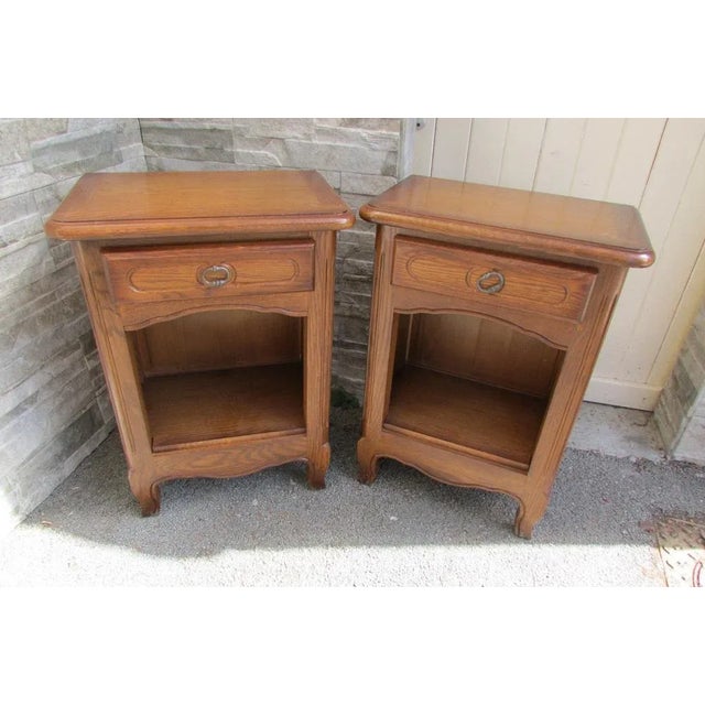 Brown Rustic Oak Nightstands, 1980s, Set of 2 For Sale - Image 8 of 9