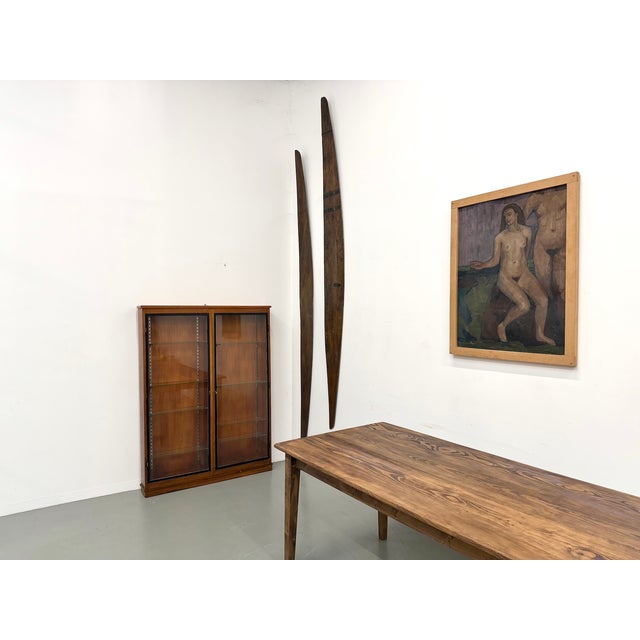 Wall-Mounted Oak and Glass Display Case from Siegel Paris, 1950 For Sale - Image 3 of 18