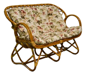 Vintage Palm Beach 2 Strand Rattan Bamboo Loveseat in the Style of Franco Albini