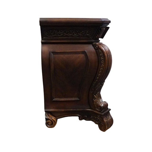 Aico Michael Amini Romanza Collection Old World Baroque 38" Bombe Nightstand - Deep Claret Finish 74040-56 For Sale - Image 13 of 15