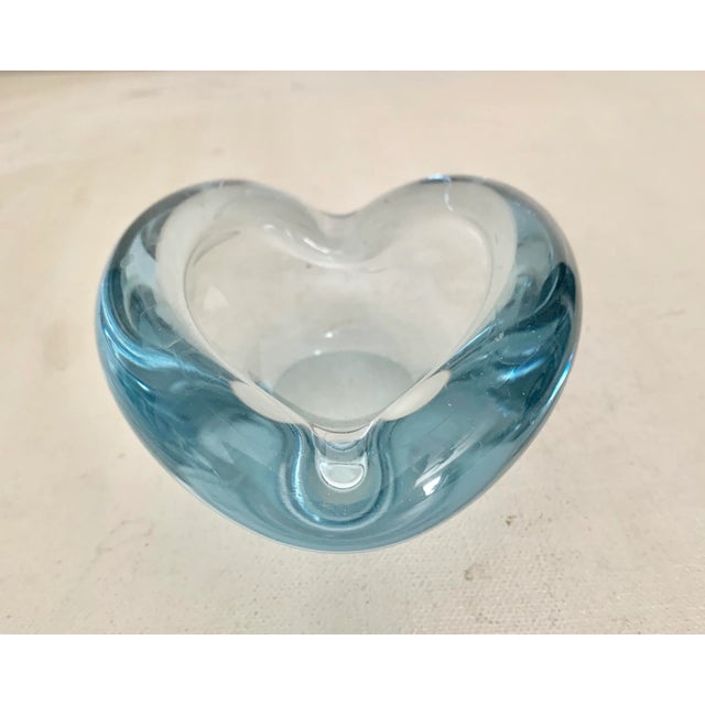 What a rare find! Beautiful mouth blown sky blue glass ashtray / candy dish from one of Denmark’s oldest glass factories,...