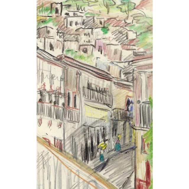 Grace Spongberg (American, 1906-1992) "Guanajuato from Hotel Hotel Luna Balcony" oil pastel on paper, titled and estate...