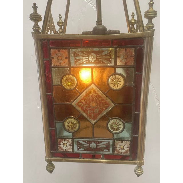 Late 19th Century Antique Aesthetic Period Light Fixture Pendant For Sale - Image 5 of 12
