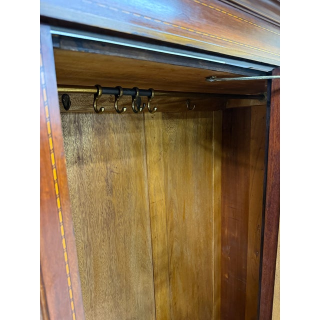 Antique Early 20th Century Edwardian Mahogany Wardrobe With Oval Mirror Door For Sale In Kansas City - Image 6 of 15