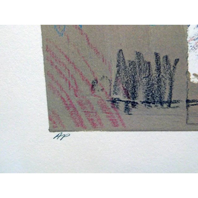 1990s Baker Abstract Mixed-Media Print on Paper, Hand Signed For Sale - Image 4 of 6