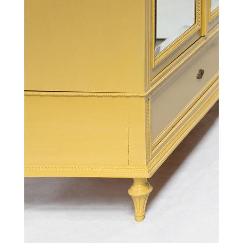 Louis XVI Yellow Painted Mirror Door Armoire For Sale - Image 11 of 14