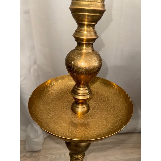 Large 39" Vintage Moroccan Brass Floor Candlesticks - A Pair For Sale - Image 6 of 8