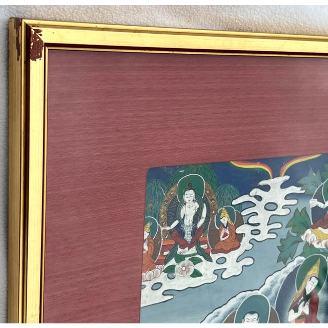 Asian Vintage Framed Tibetan Buddhist Thangka For Sale - Image 3 of 8
