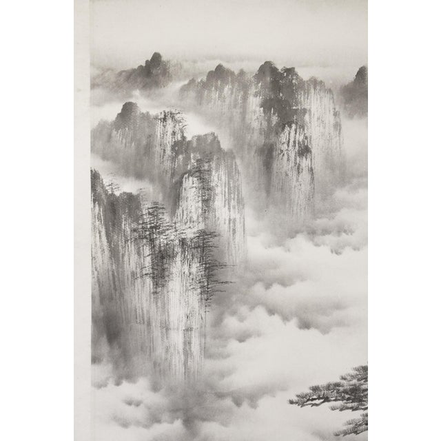 Early 20th Century XL 1900-1940s Ink Landscape by Keihou, Japanese Scroll Painting For Sale - Image 5 of 15