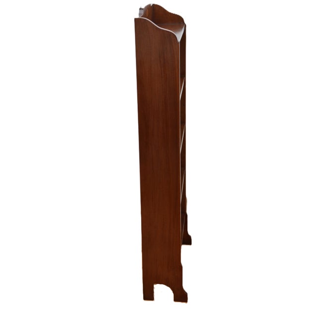 Brown Slim Mahogany and Inlaid Open Bookcase, 1900s For Sale - Image 8 of 17