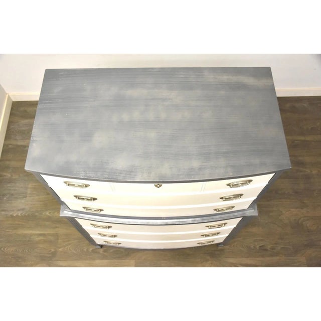 Gray Grey and White Vintage Tall Dresser For Sale - Image 8 of 10