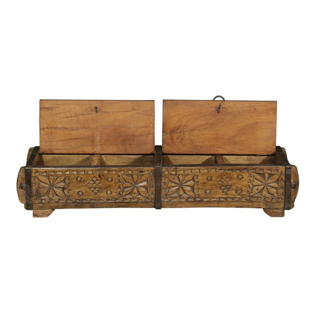 1980s 1980s Hand Carved Wooden Double Section Box For Sale - Image 5 of 6