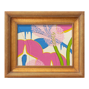 Ron Giusti Mini Tsubasa Orchid and Allium Cream Pink Acrylic Painting