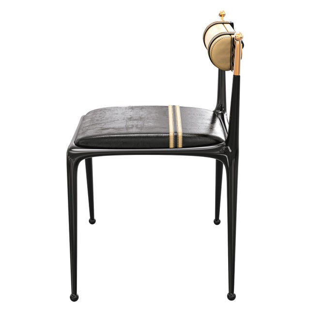 "Magistrale" Chair, With Stainless Steel, Bronze, Tailor Made Leather For Sale - Image 4 of 9