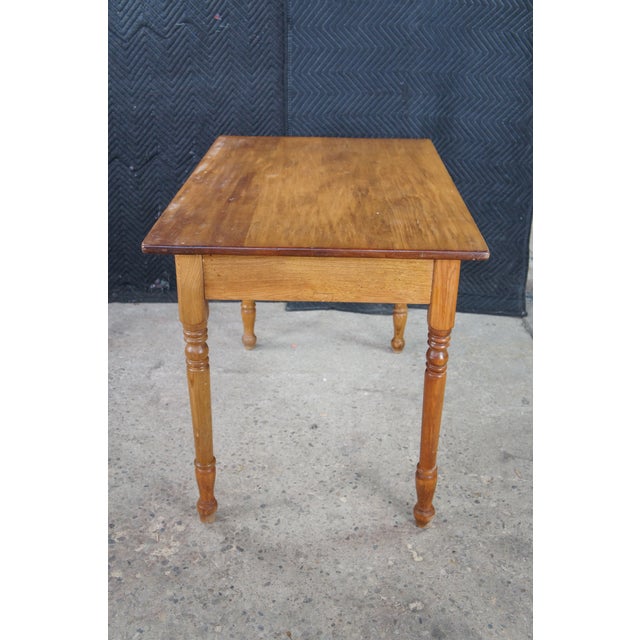 Vintage American Country Farmhouse Pine Library Table Desk Dining Breakfast Table For Sale - Image 9 of 12