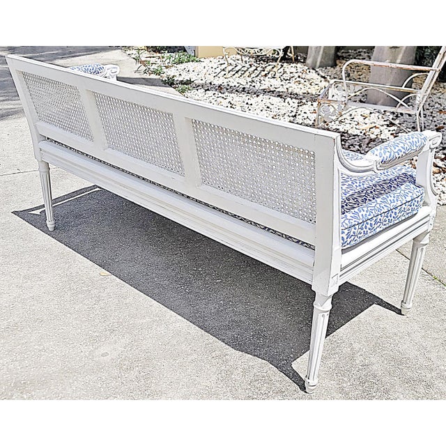 1920s French Louis XVI Style Caned Sette Bench For Sale - Image 9 of 12