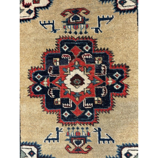This is an authentic wool pile genuine hand made antique Persian Heriz-