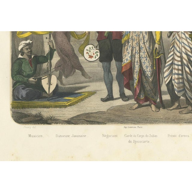 After Fossey, Javanese Court Scene Musician, Dancer, and Sultan's Guard, 1845, Lithograph For Sale - Image 6 of 9