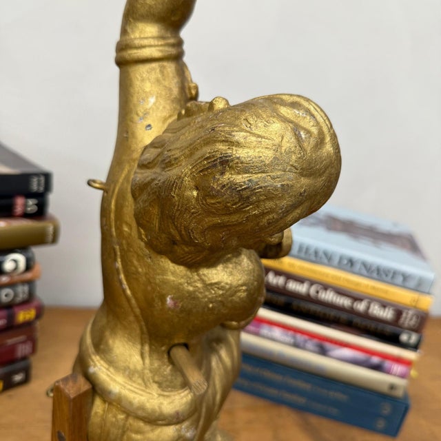 Mid 20th Century Golden Gilded Wood Hanuman Sculpture For Sale In New York - Image 6 of 15