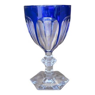 Large Late 20th Century Baccarat Cut-to-Clear Signed Cobalt Chalice Le 185/250 For Sale