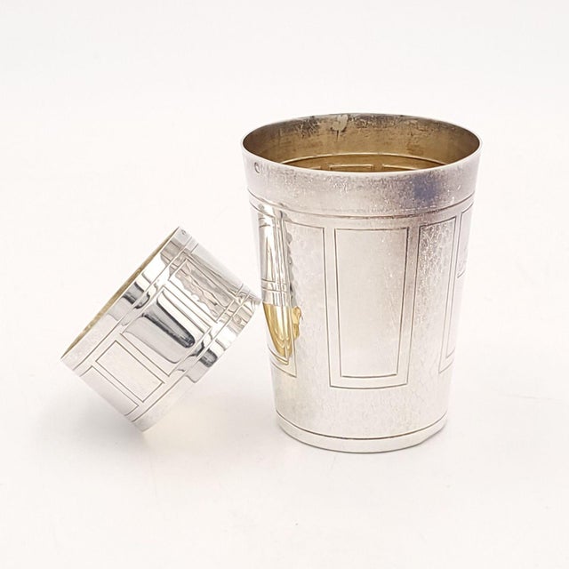 Art Deco Sterling Baby Cup and Napkin Ring, France Circa 1930 For Sale - Image 3 of 8