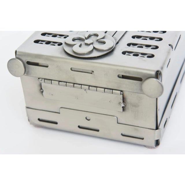 Silver Vintage Stanley Szwarc Stainless Steel Rectangular Perforated Large Studio Box One of a KInd For Sale - Image 8 of 12