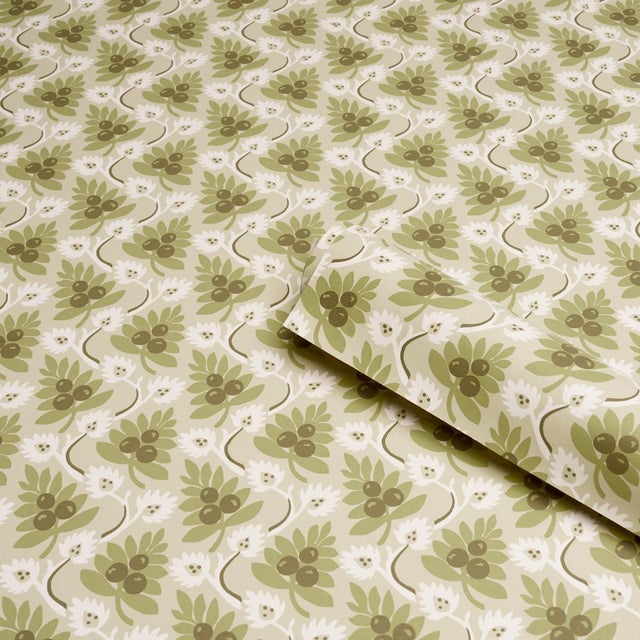 Schumacher SAMPLE - Schumacher Custis Orchard Wallpaper In Leaf For Sale - Image 4 of 4