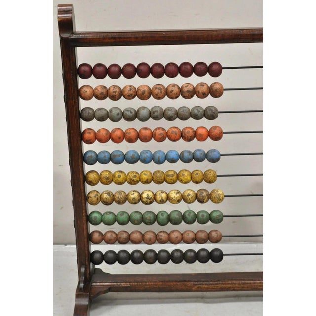Brown Large Vintage Mongolian Wooden Math Abacus With Painted Wooden Balls For Sale - Image 8 of 9
