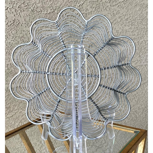 Gray Late 20th-Century Industrial Chic Lotus Flower-Shaped Steel Wirework Centerpiece Bowl For Sale - Image 8 of 18