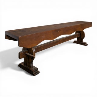 Large Rustic Bench in Oak with a Wedge Mechanism For Sale