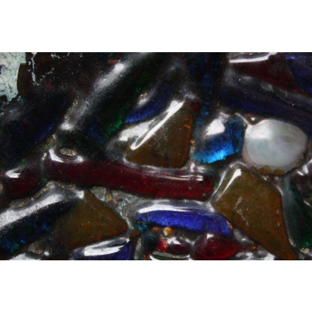 1960s Modernist Green Enamel on Copper Dish With Glass Decoration For Sale - Image 5 of 12