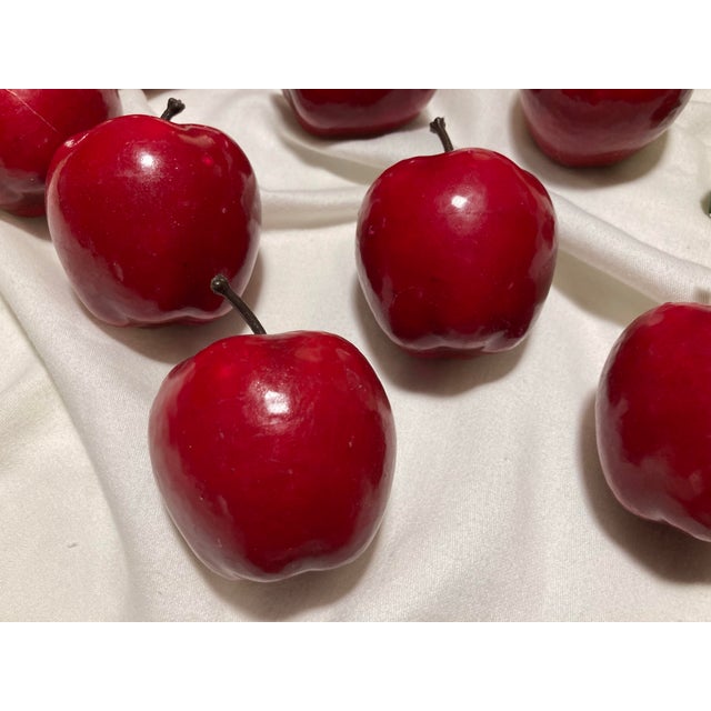 Paper Assorted Vintage Holiday Glossy Red Papier-Mâché Apple Holiday Ornaments For Sale - Image 7 of 9